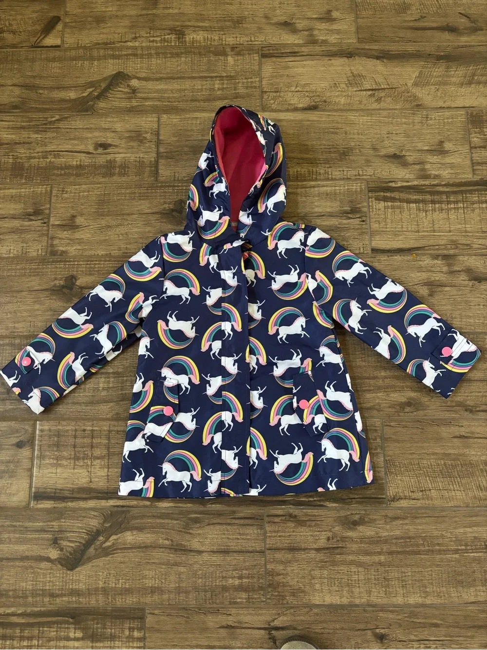 Carter's Navy Unicorn Raincoat with Pink Hood Lining